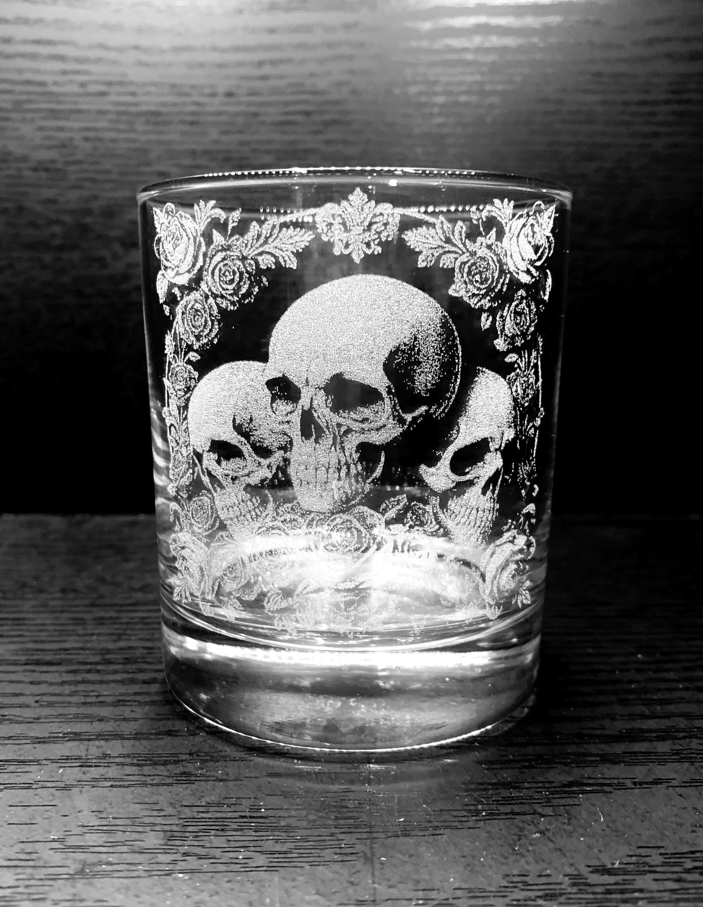 Deluxe Skull & Rose Engraved Glassware