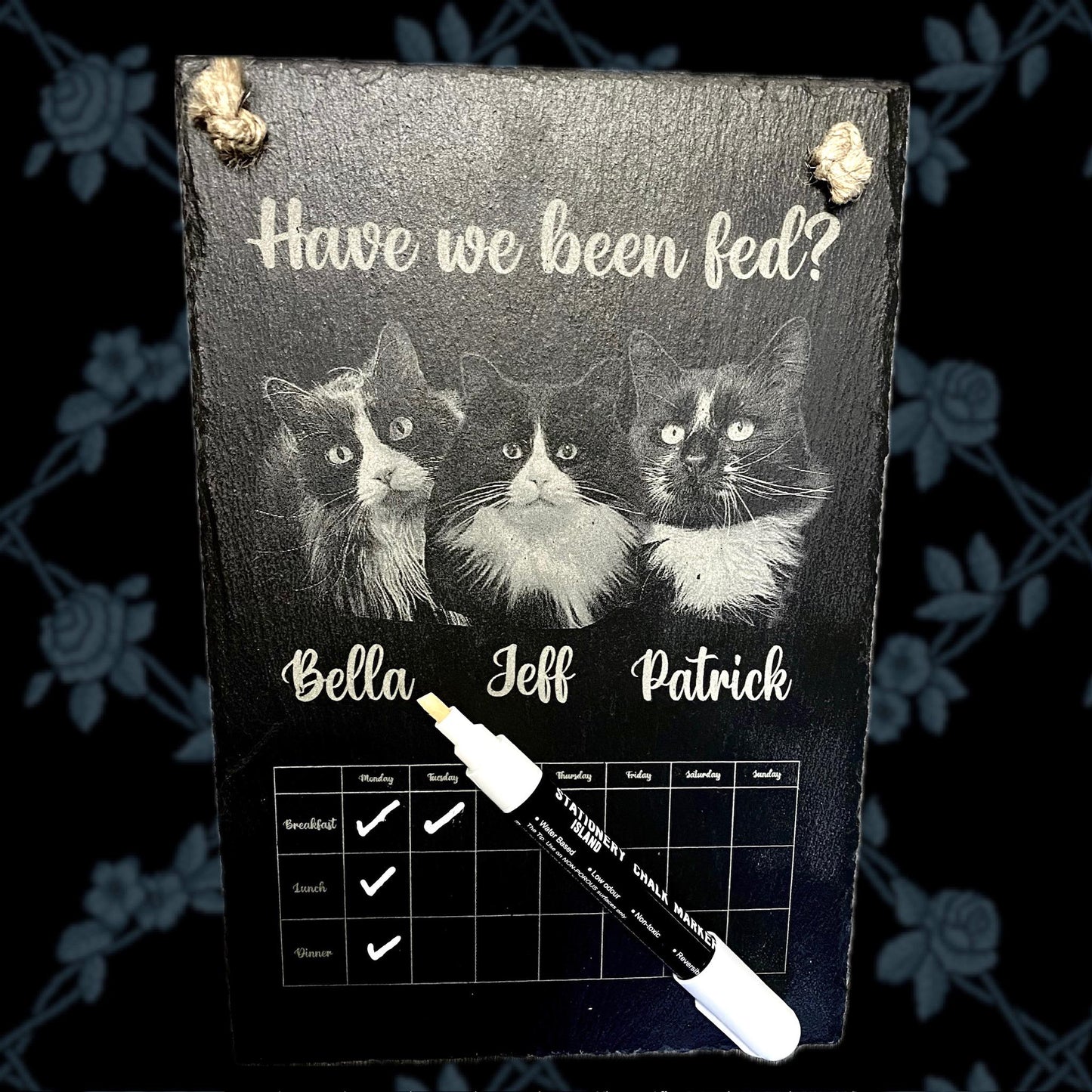 Feeding Schedule Engraved Slate - Portrait