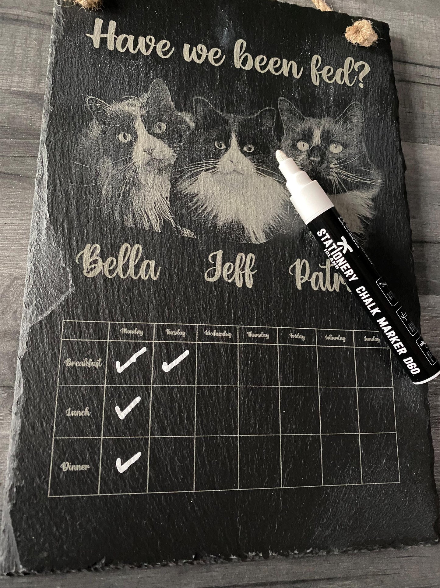 Feeding Schedule Engraved Slate - Portrait