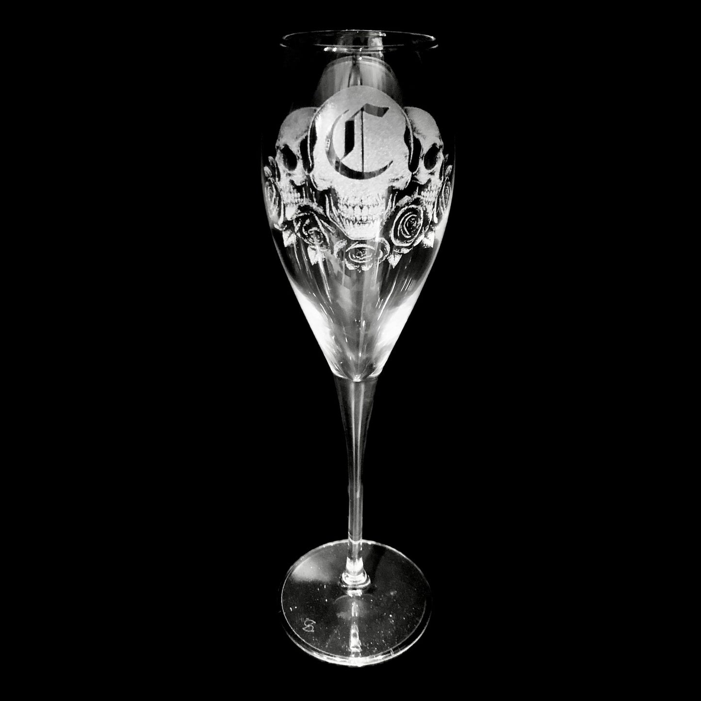 Skull & Rose Personalised Letter/ Initial Wine