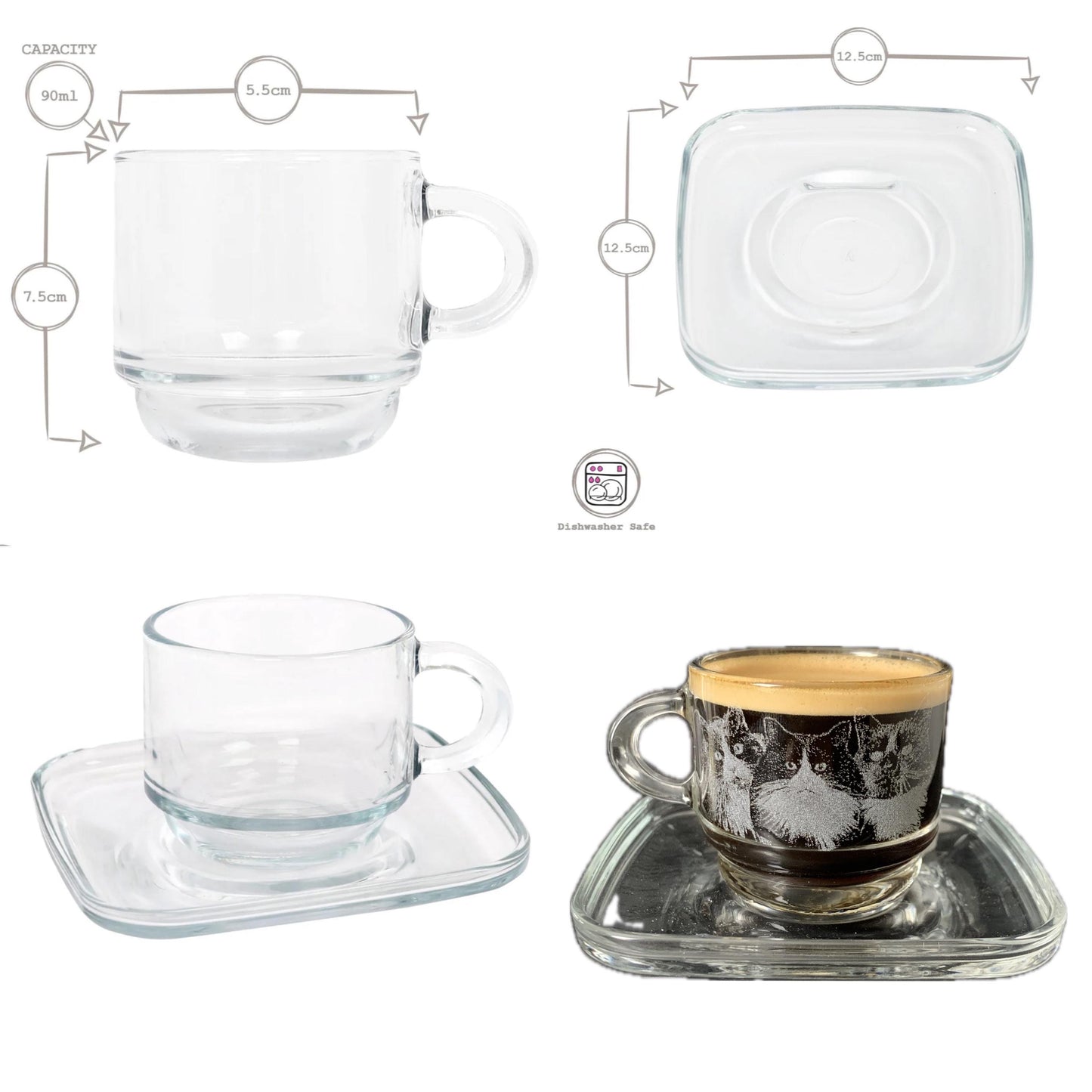 Photo Engraved Espresso Cup and Saucer - Set