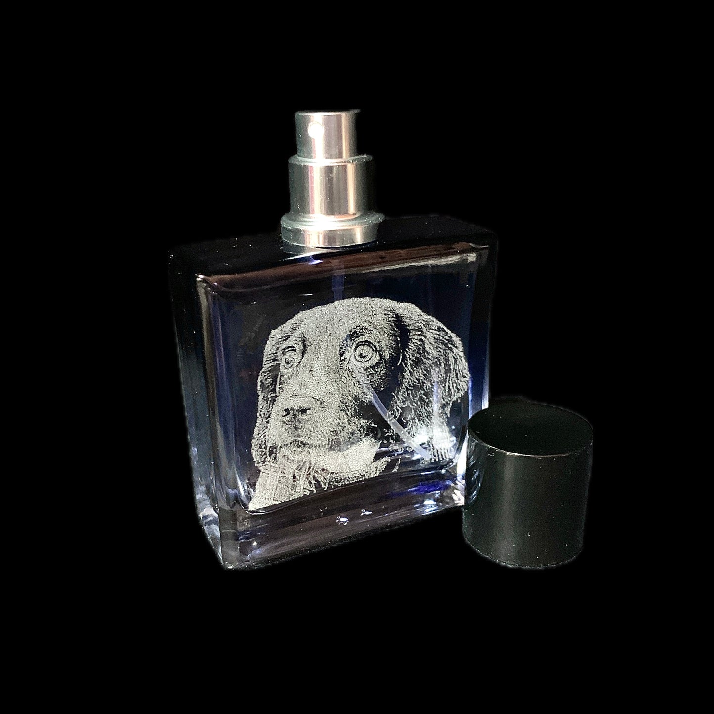 Photo Engraved Blue Ombre glass Perfume/ Aftershave bottle
