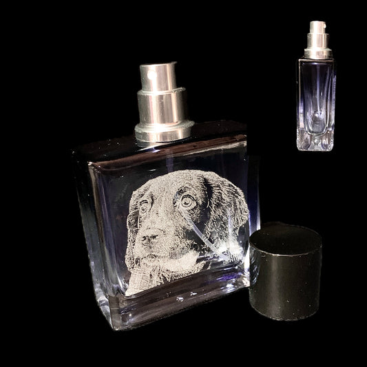 Photo Engraved Blue Ombre glass Perfume/ Aftershave bottle