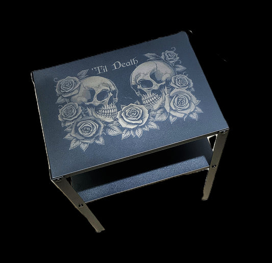 'Til Death Skull & Rose Black  Metal table