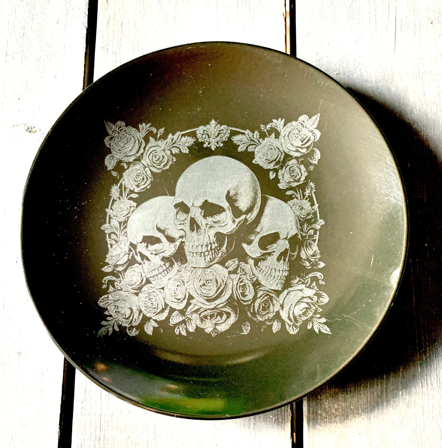 Deluxe Skull & Rose Dinnerware - Black Ceramic