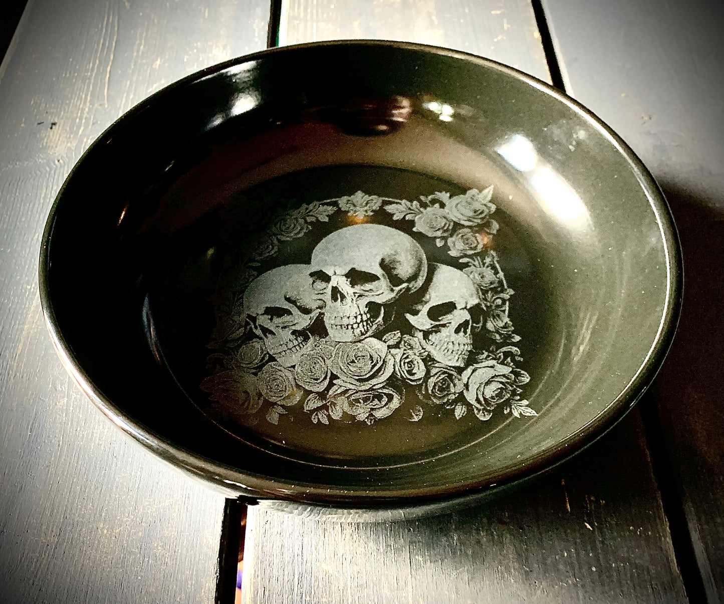 Deluxe Skull & Rose Dinnerware - Black Ceramic