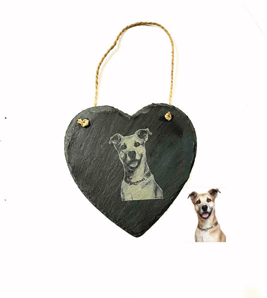 Photo Engraved Slate Heart