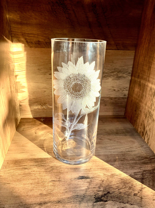 Sunflower Engraved Vase