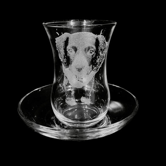 Photo engraved Turkish tea cup & saucer çay