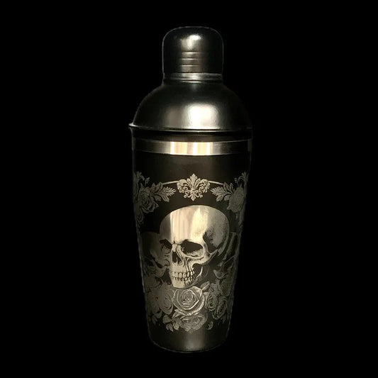 Deluxe Skull & Rose Black cocktail shaker