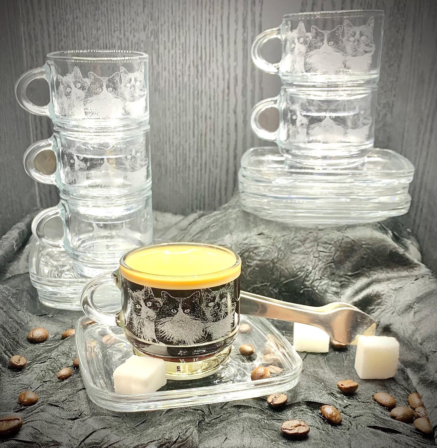 Photo Engraved Espresso Cup and Saucer - Set