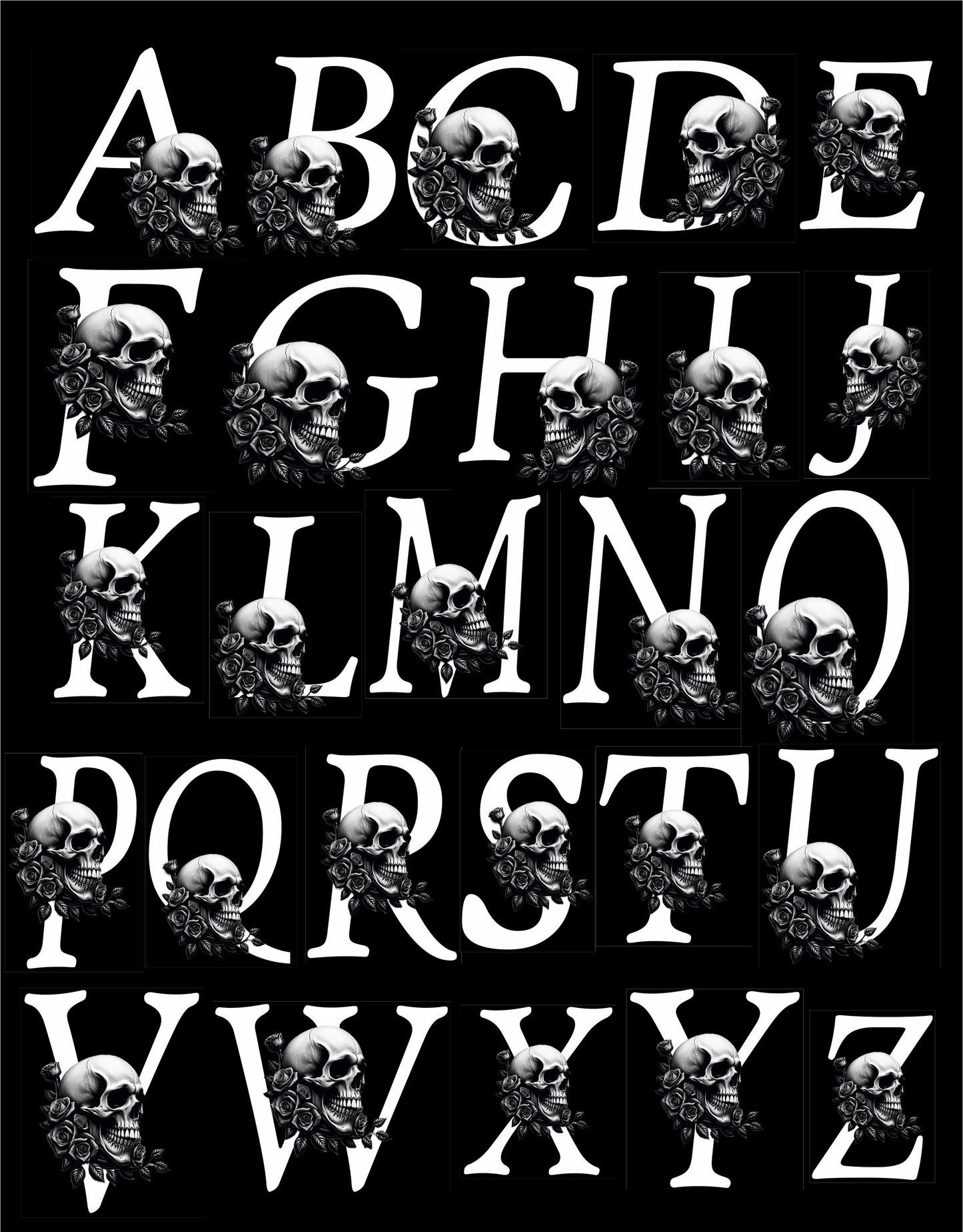 Monogram Skull & Rose Letter
