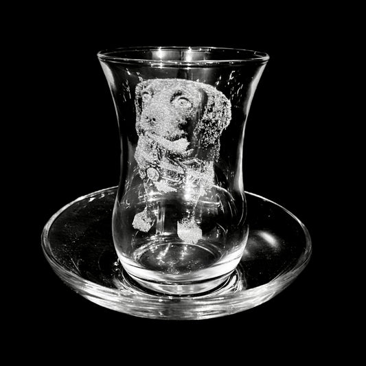 Photo engraved Turkish tea cup & saucer çay