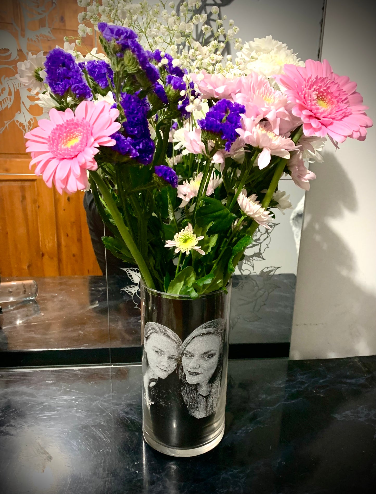 Mothers Day Photo Engraved Vase