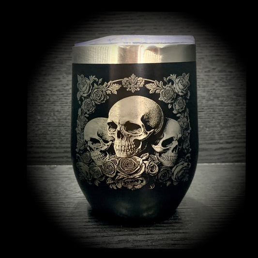 Deluxe Skull & Rose Black Tumbler