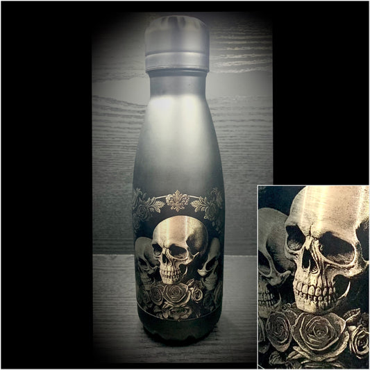 Deluxe Skull & Rose Black Bottle