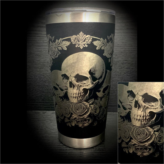 Deluxe Skull & Rose Black Coffee Cup