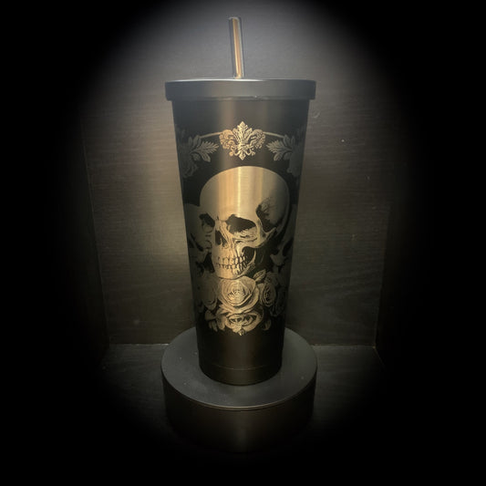 Deluxe Skull & Rose Black Cold Cup