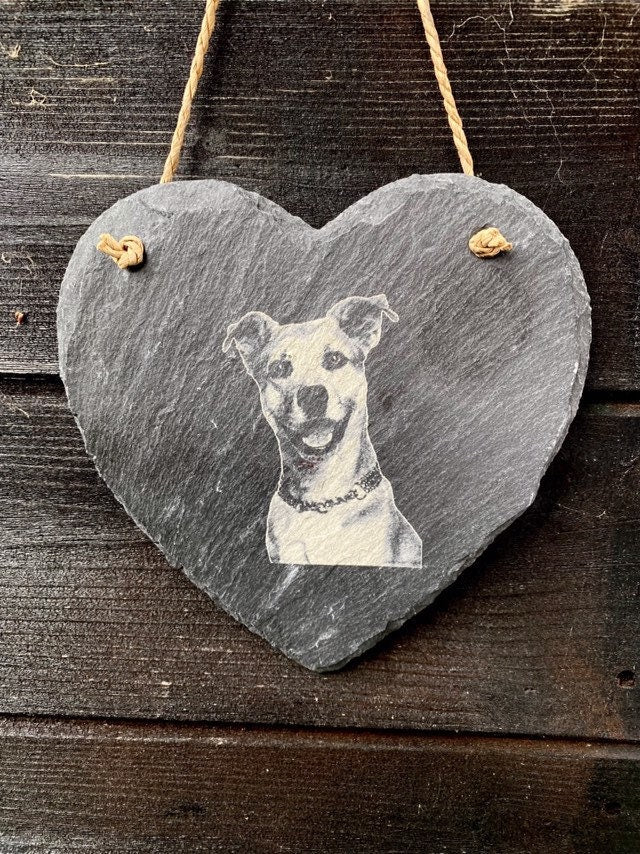 Photo Engraved Slate Heart