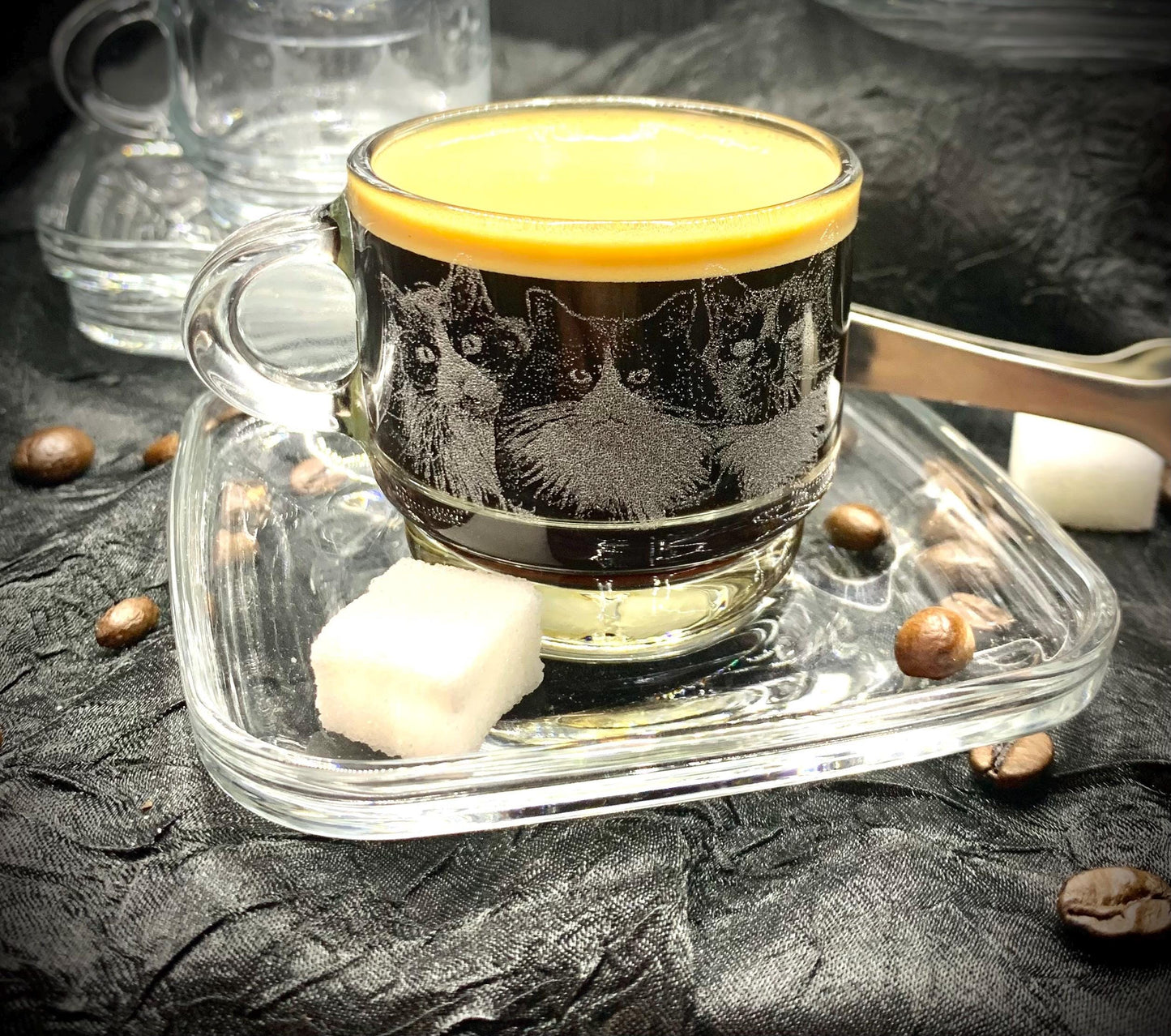 Photo Engraved Espresso Cup and Saucer - Set