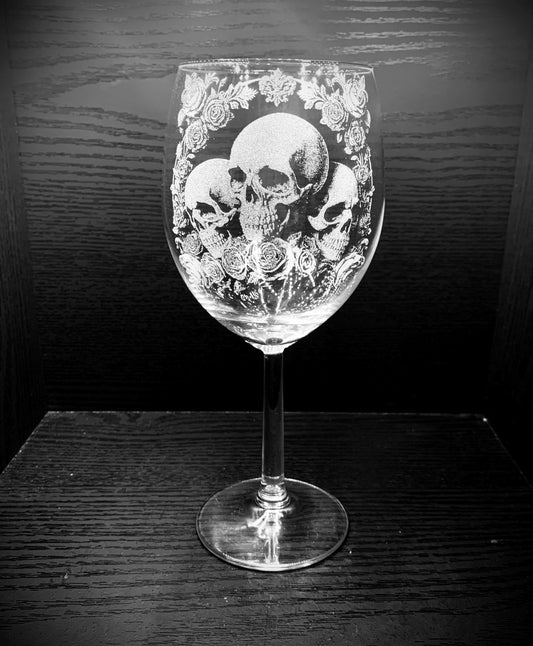 Deluxe Skull & Rose Engraved glasses