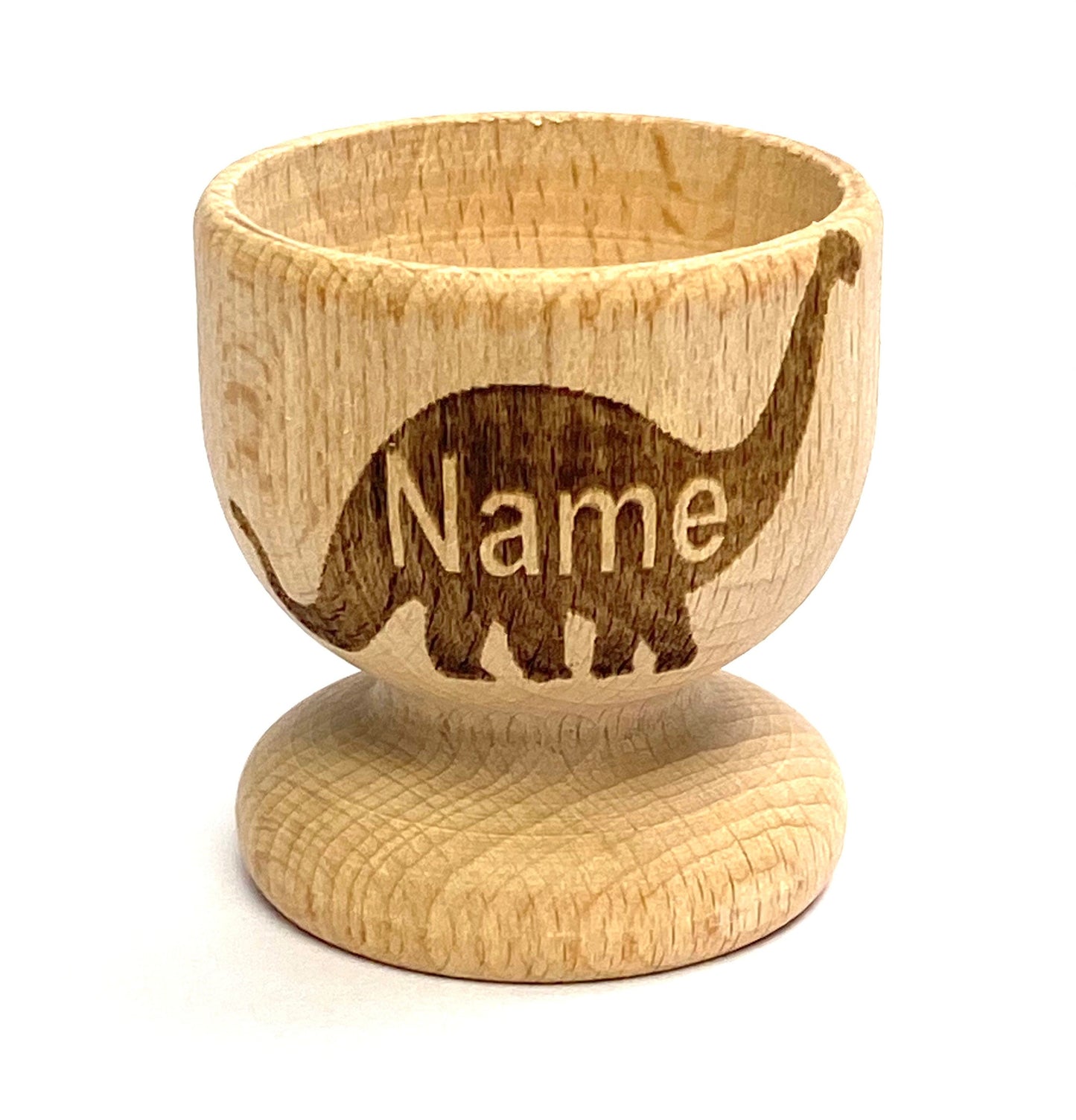 Brachiosaurus Dinosaur EGG CUP wooden, engraved, personalised Easter, eco, many etched designs, Buy 2 get 1 free, child, bunny, rabbit, gift