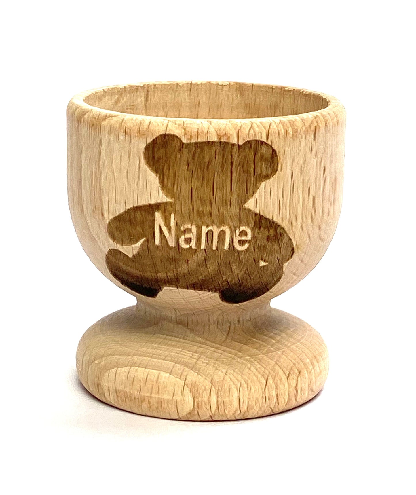 TEDDY bear EGG CUP wooden, engraved, personalised Easter, eco, many etched designs to choose , Buy 2 get 1 free, child, bunny, gift
