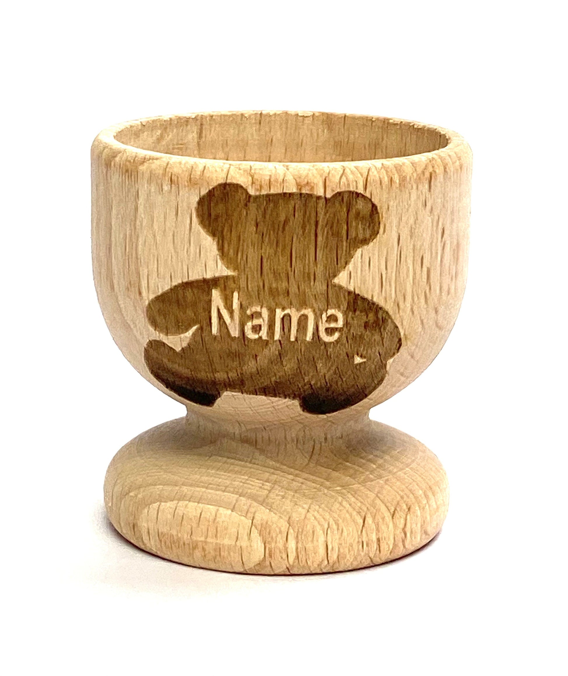 TEDDY bear EGG CUP wooden, engraved, personalised Easter, eco, many etched designs to choose , Buy 2 get 1 free, child, bunny, gift