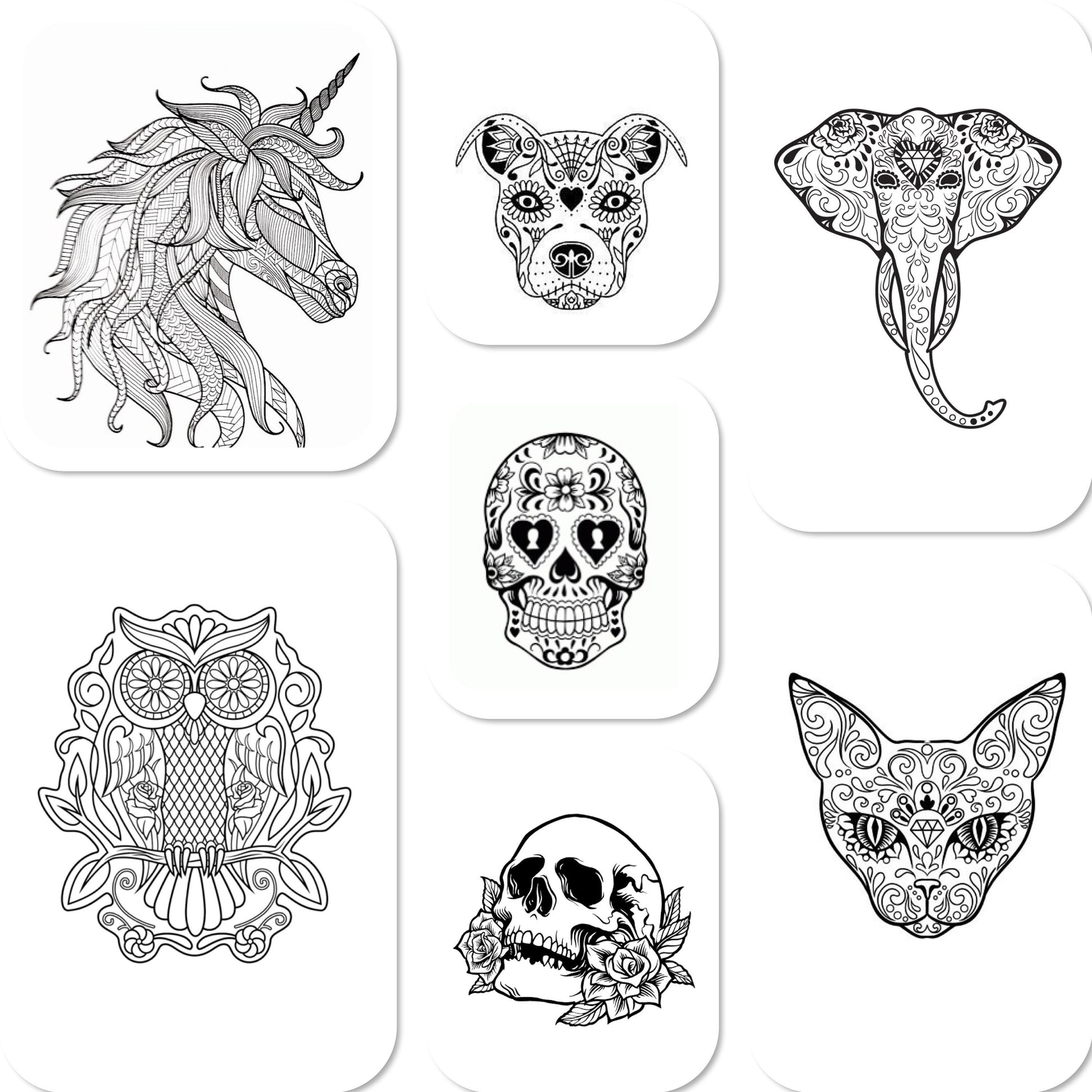 ENGRAVED BLACK, dinnerware, etched bowls, mug, pasta, rose goth, table, side plate, Christmas, dining, set, cat dog owl, skull elephant
