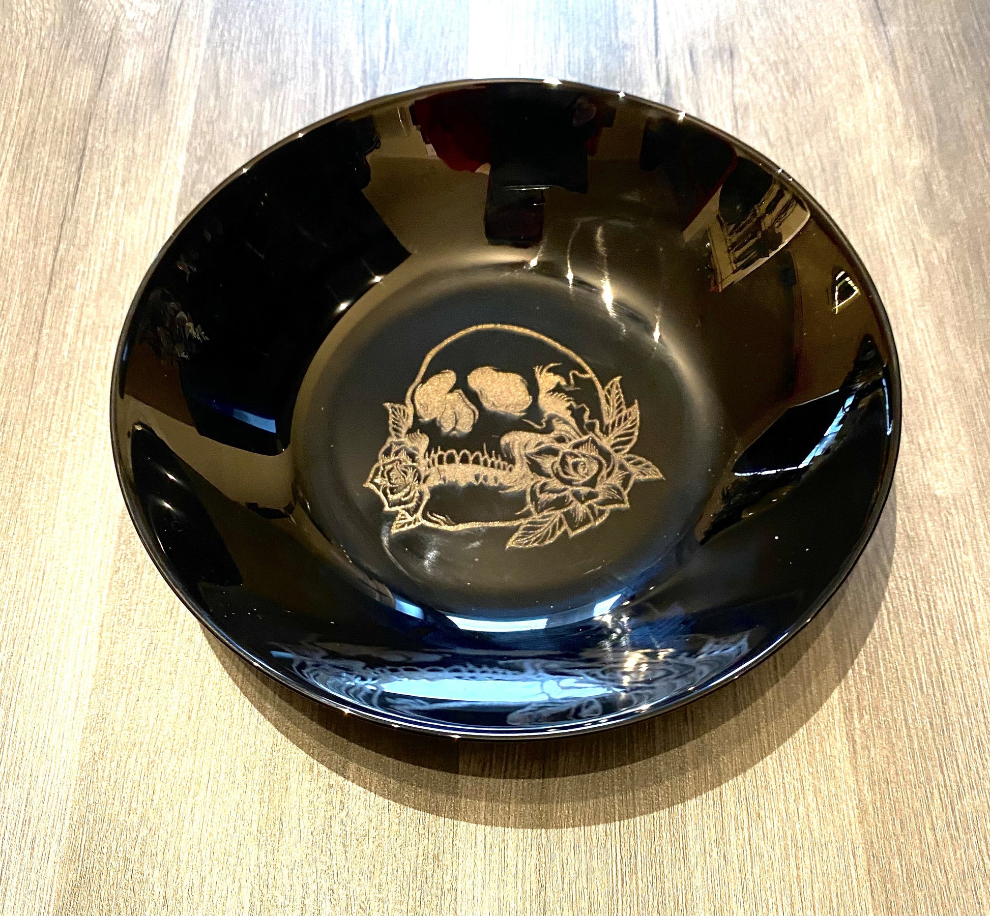 ENGRAVED BLACK, dinnerware, etched bowls, mug, pasta, rose goth, table, side plate, Christmas, dining, set, cat dog owl, skull elephant