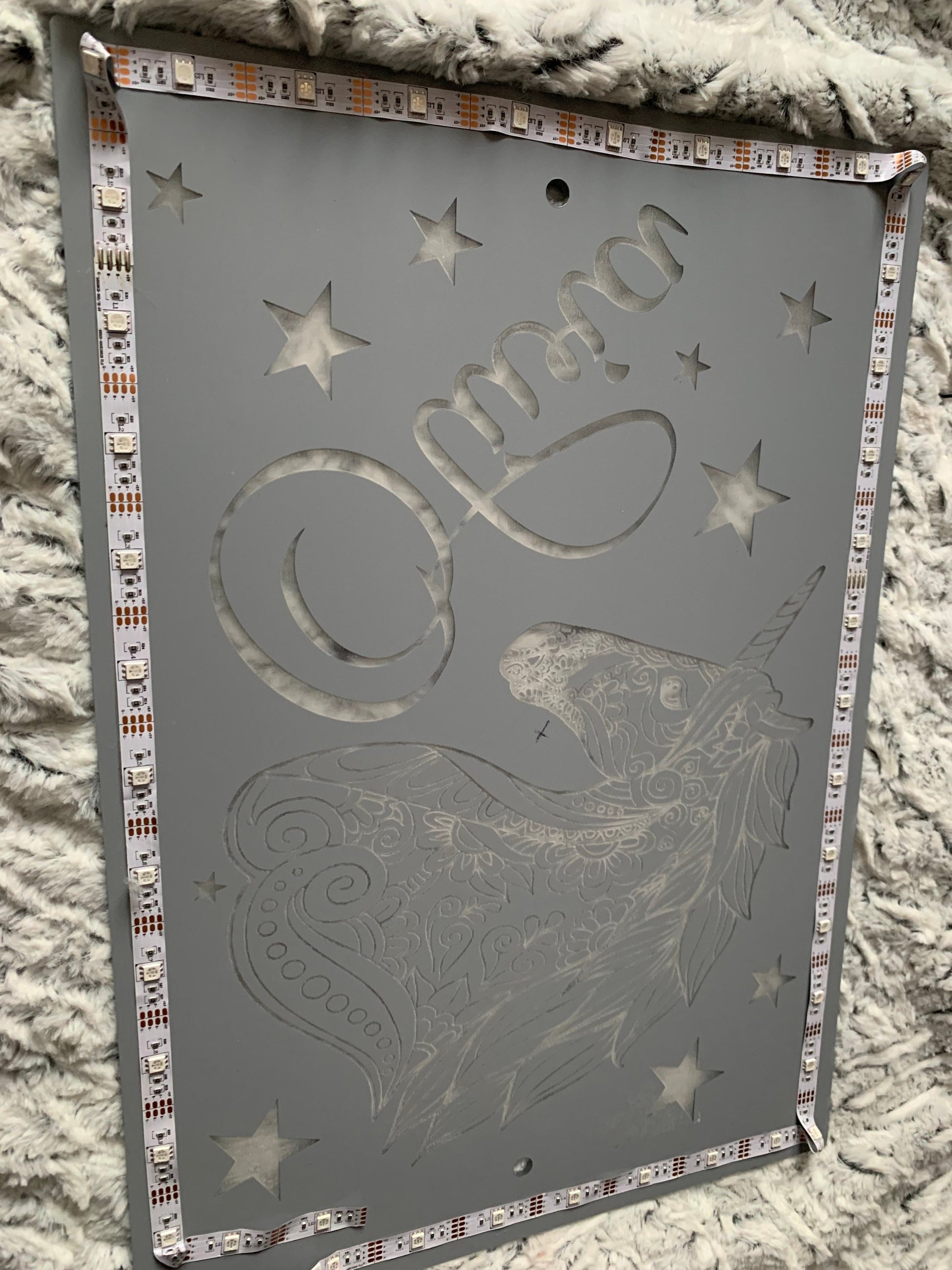 DINOSAUR LIGHT up MIRROR personalised engraved acrylic wall led sign. T-Rex, bedroom, nursery, playroom, name, boys, girls gift, green,