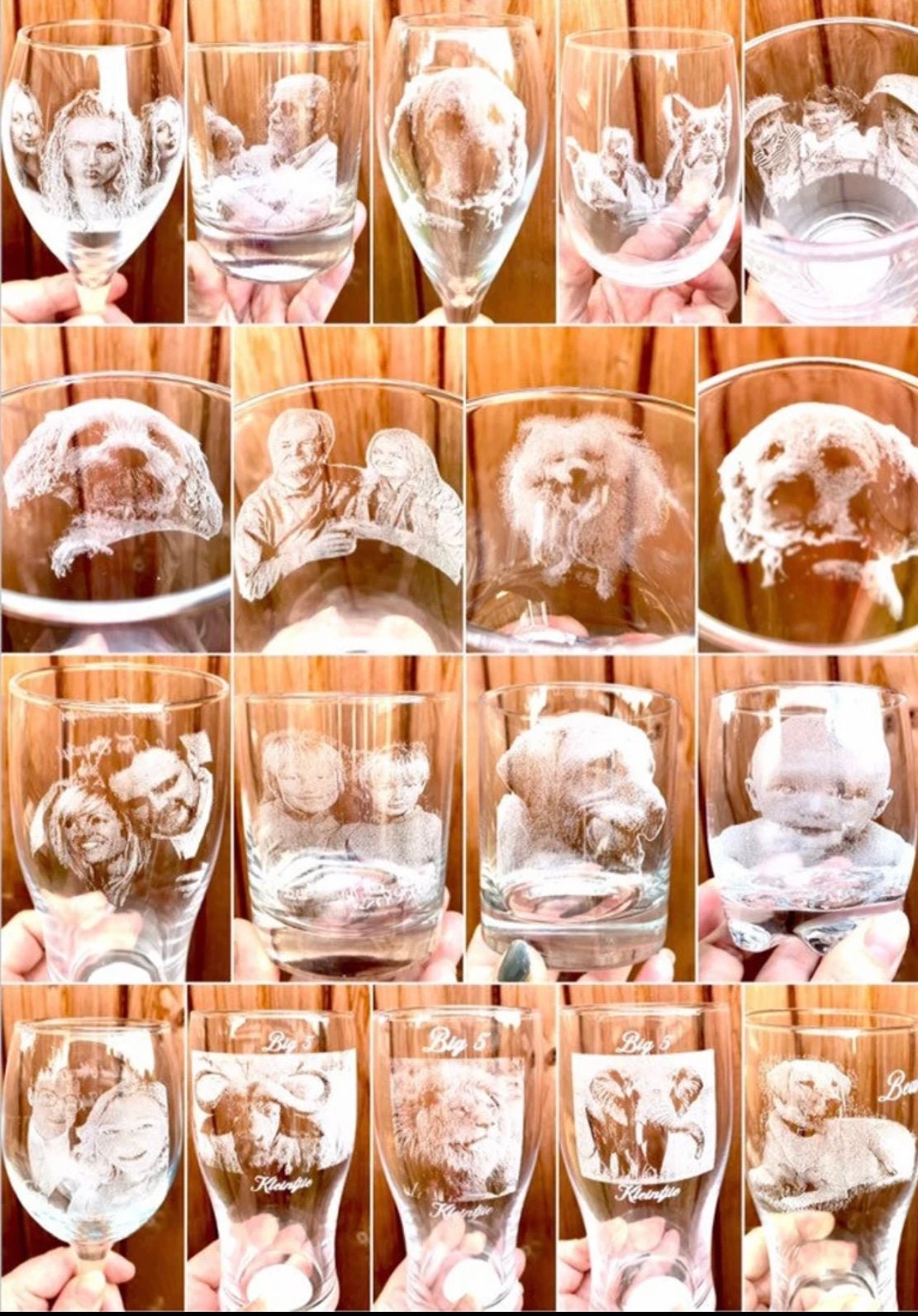 Stemmed craft BEER pint PHOTO ENGRAVED glassware, personalised etched, gift pets, dogs, cat, lager, children, ipa,red, daddy, grandad, ale