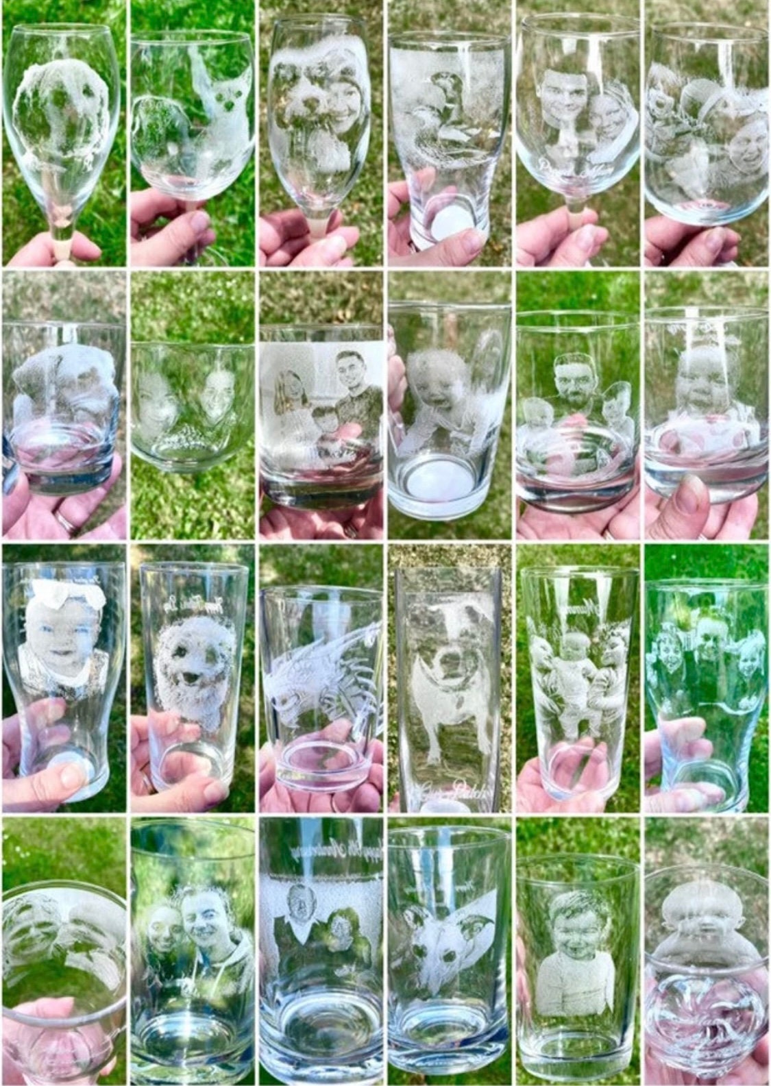 Stemmed craft BEER pint PHOTO ENGRAVED glassware, personalised etched, gift pets, dogs, cat, lager, children, ipa,red, daddy, grandad, ale