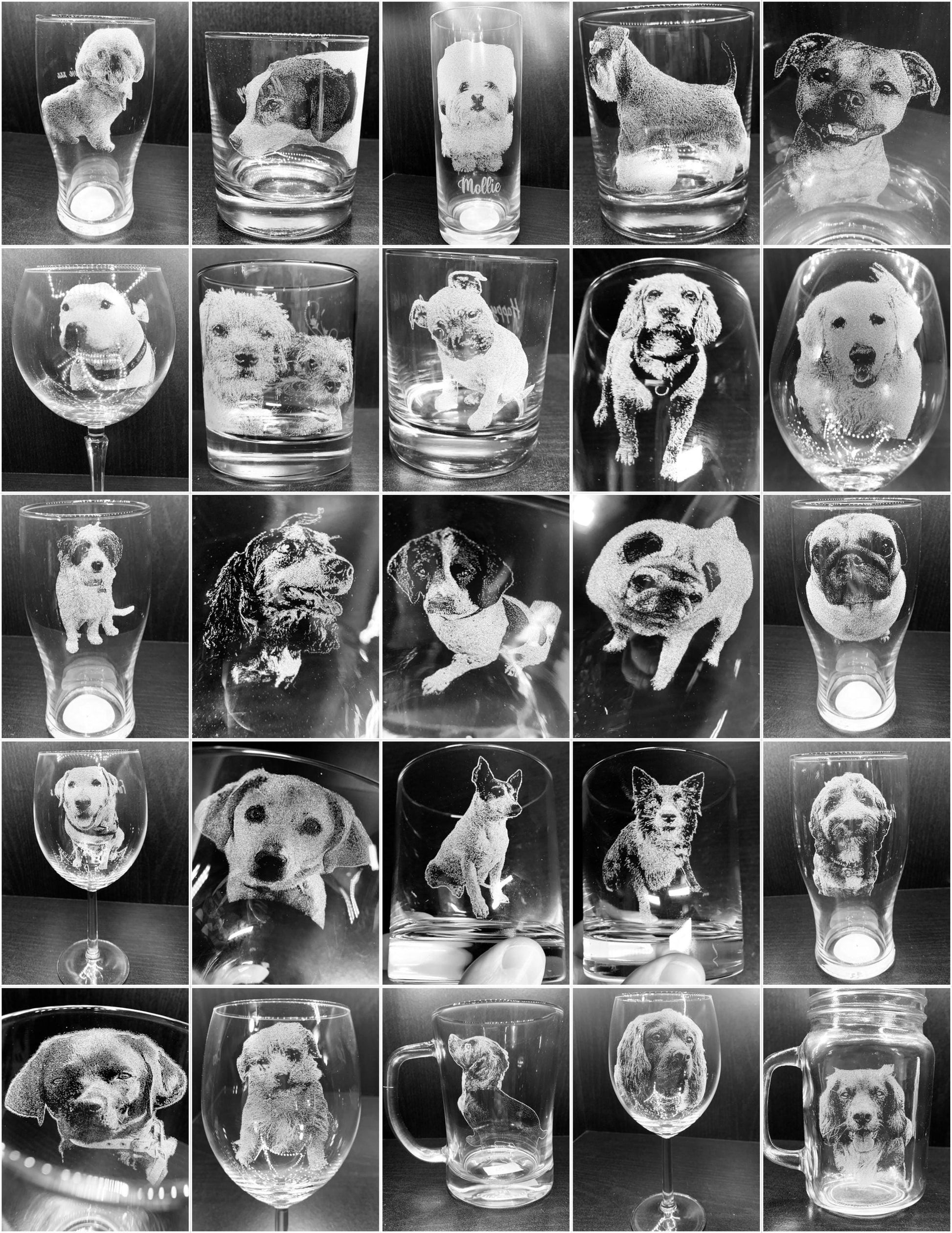 PHOTO engraved glassware, personalised etched, gift pets, dogs, cat, pictures children beer, pint, whiskey tankard, gin, daddy, Christmas