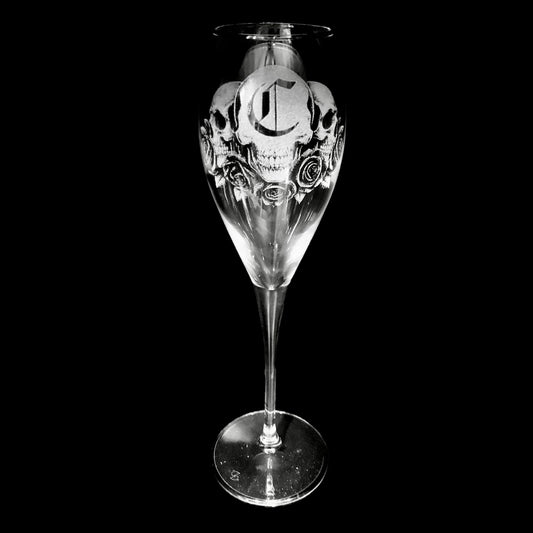 Skull & Rose Personalised Letter/ Initial Champagne prosecco