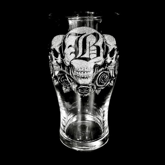 Skull & Rose Personalised Letter/ Initial Pint